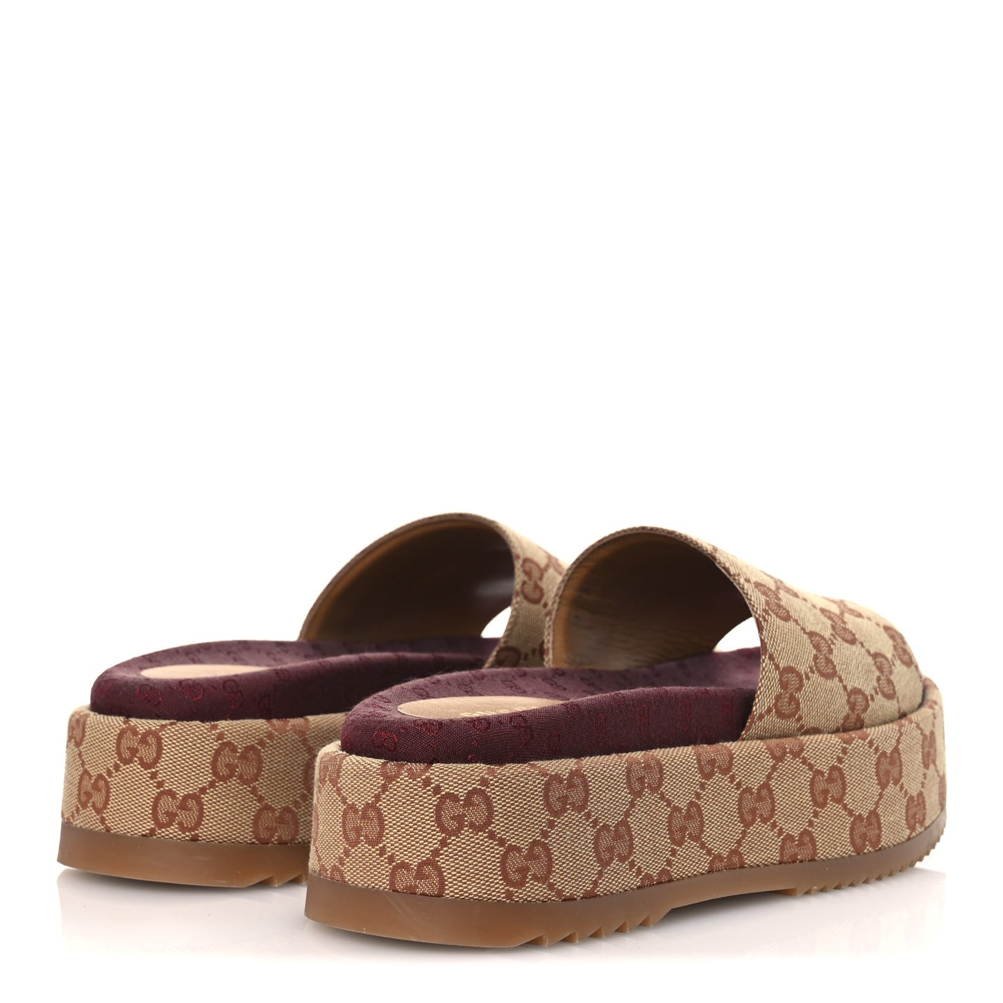 Canvas GG Monogram Angelina Platform Slide Sandals 37.5 Beige Ruggine