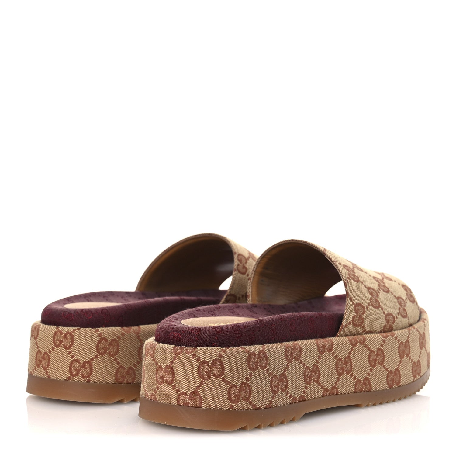 Gucci Canvas GG Monogram Angelina Platform Slide Sandals 37.5 Beige Ruggine 5 of 12