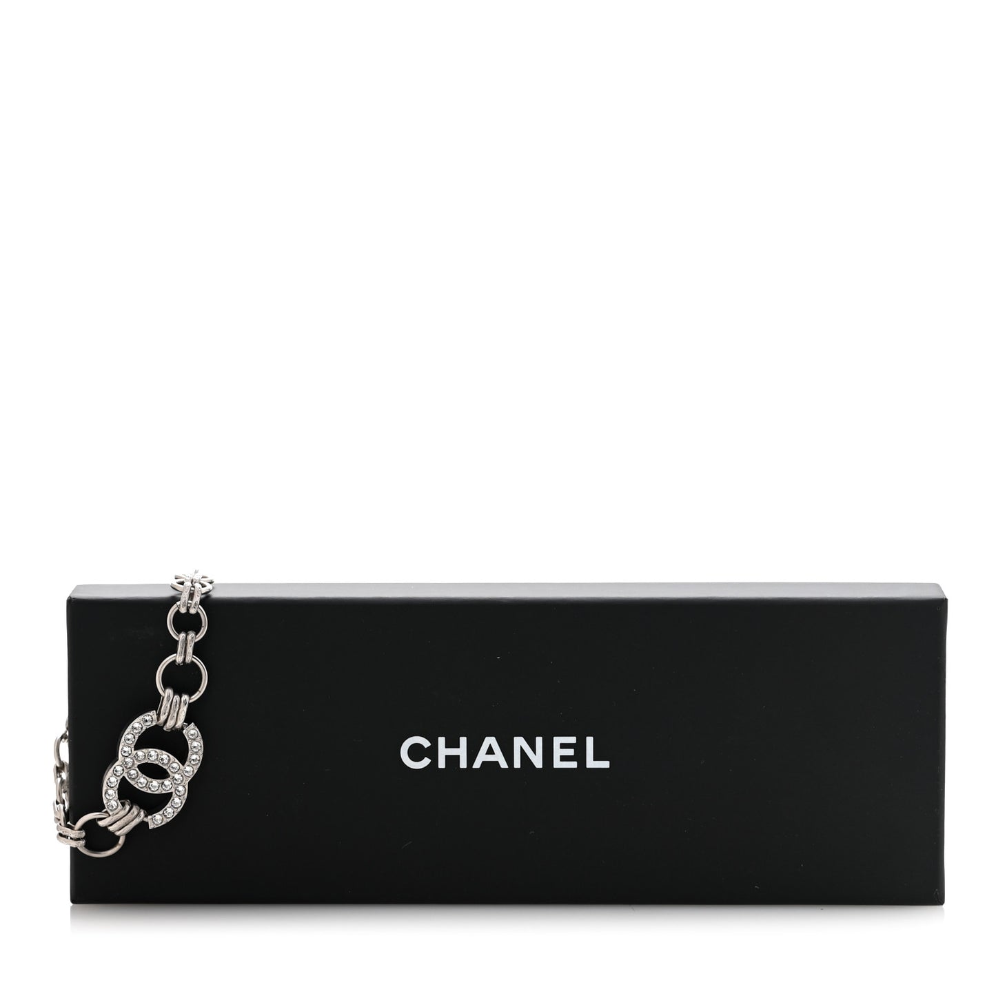 Crystal CC Link Bracelet Silver