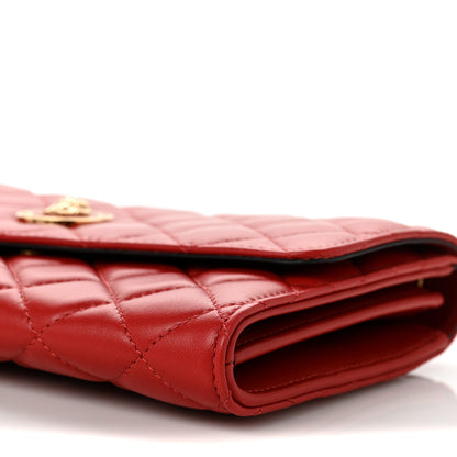 Versace Lambskin Quilted Medusa Wallet On Chain Crossbody Red 7 of 7
