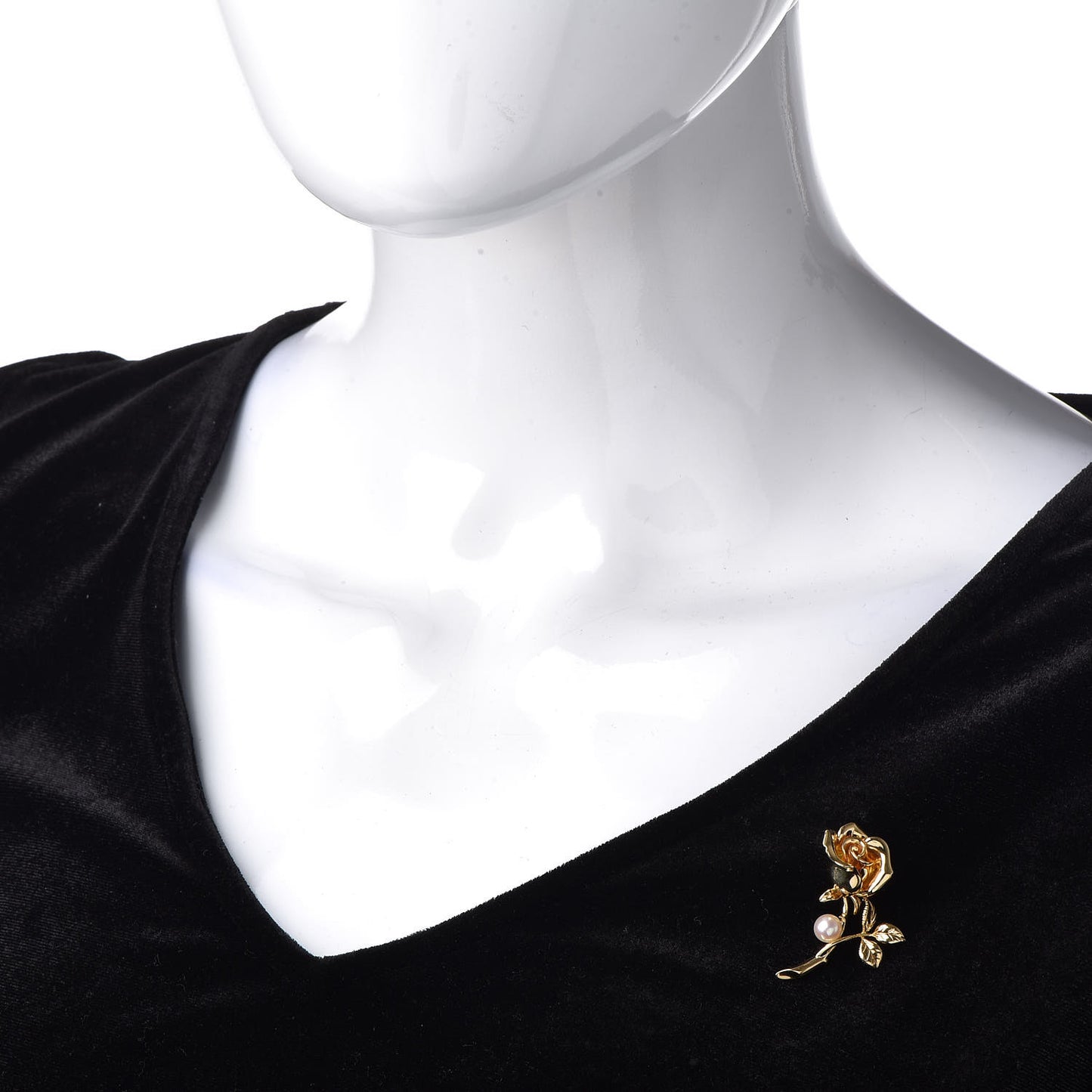 18K Yellow Gold Akoya Pearl 5.5mm Rose Lapel Pin