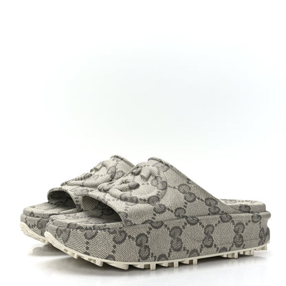 Gucci Cubic Rubber GG Monogram Womens Interlocking G Platform 42mm Slide Sandals 40 Beige Ebony 3 of 7