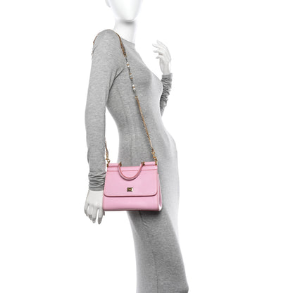 Dolce & Gabbana Lizard Calfskin Embossed Small Miss Sicily Satchel Light Pink 3 of 10