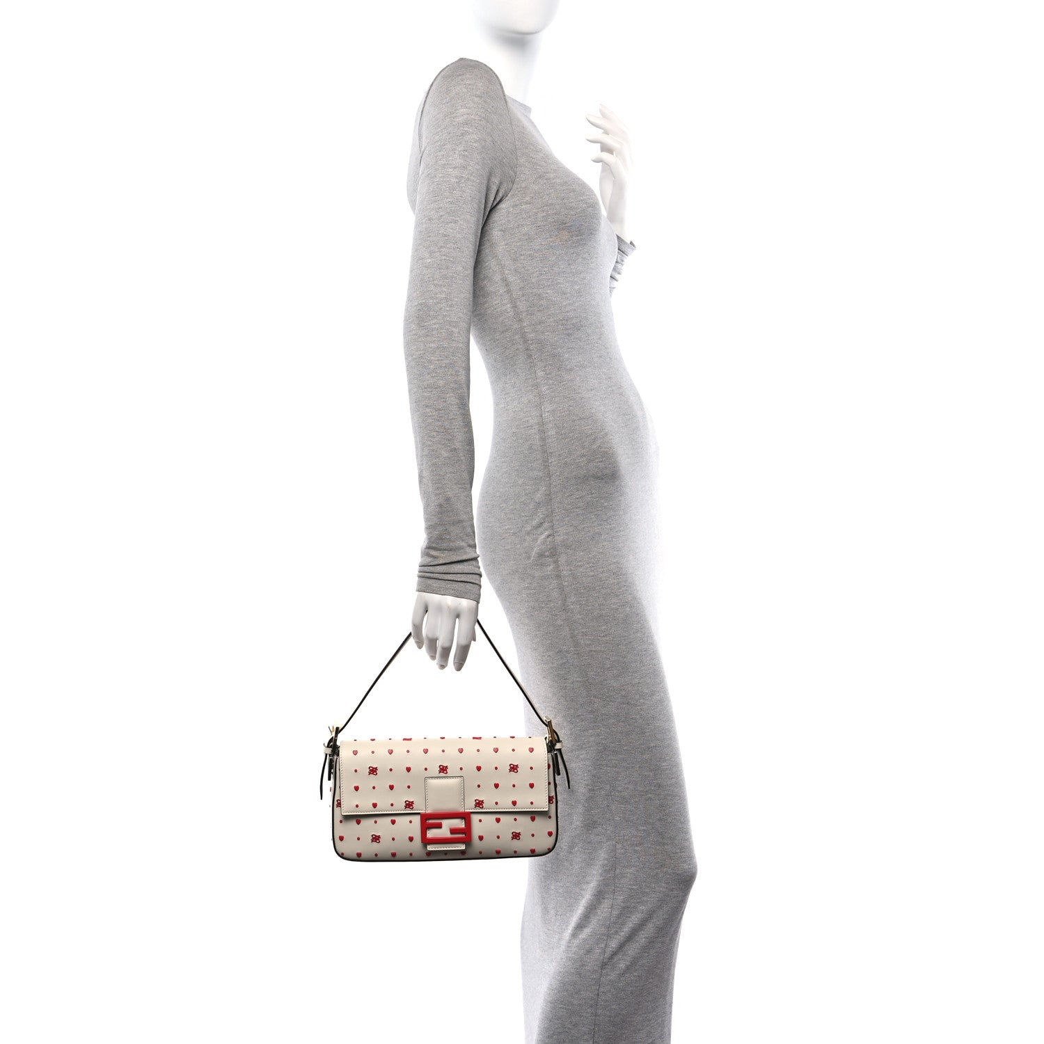 Fendi Vitello Burro Chinese Valentines Day Karligraphy Embroidered Baguette 1997 Pana Rosso Cardinale 2 of 9