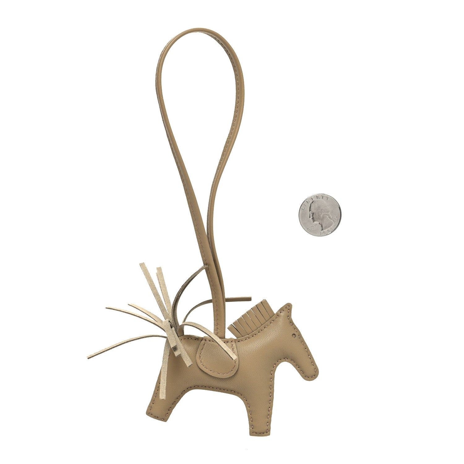 Hermes Milo Lambskin Grigri Rodeo Horse Bag Charm PM Beige Marfa 2 of 4