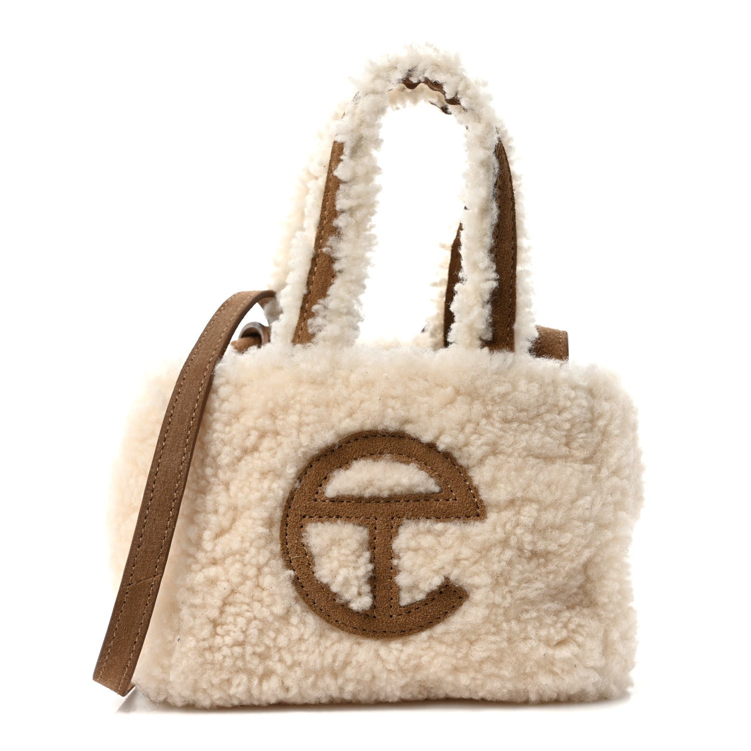 Telfar X UGG Suede Shearling Reverse Small Shopping Bag Natural 1 of 9