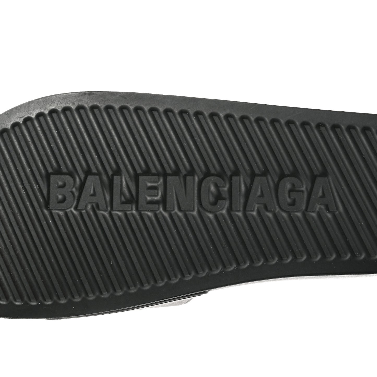 Rubber Allover Logo Embossed Womens Pool Slide Sandals 37 Black