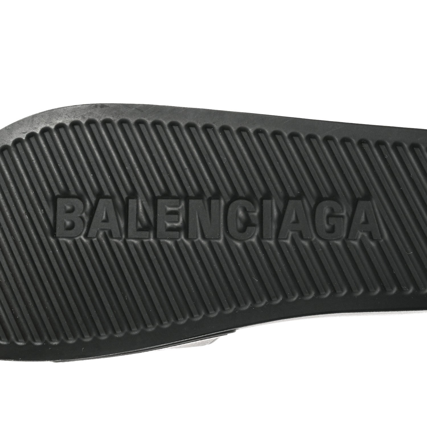 Balenciaga Rubber Allover Logo Embossed Womens Pool Slide Sandals 37 Black 8 of 8