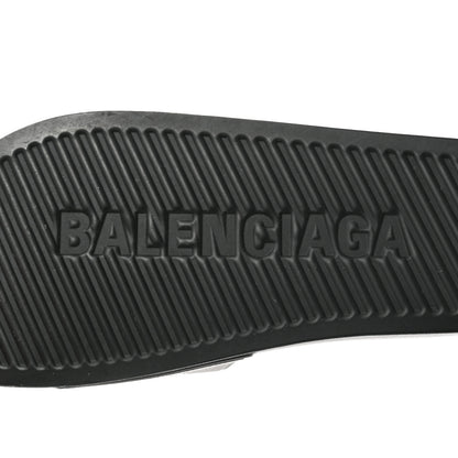 Balenciaga Rubber Allover Logo Embossed Womens Pool Slide Sandals 37 Black 8 of 8