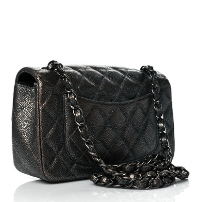 Chanel Metallic Caviar Quilted Mini Rectangular Flap Dark Grey 2 of 10