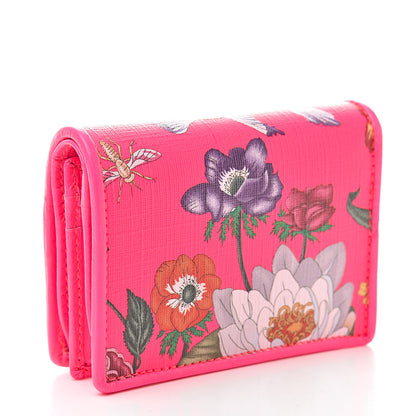 Gucci Calfskin Flora Print Zumi Card Case Fuxia Fluo 3 of 8
