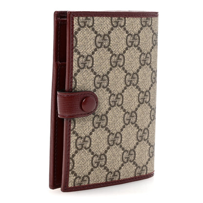 Gucci GG Supreme Monogram Azalea Calfskin Retro Interlocking G Passport Case Beige Red 3 of 8