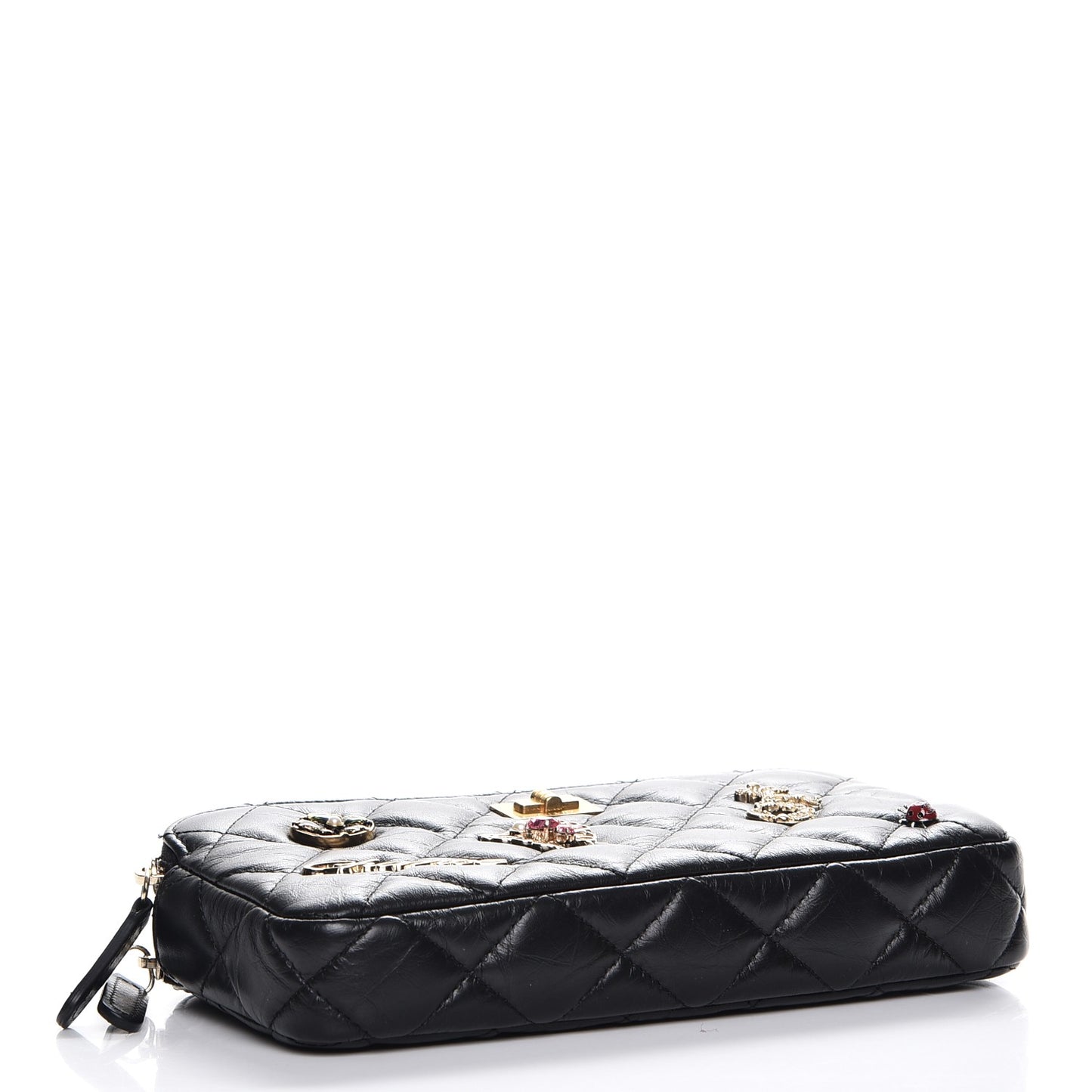 Aged Calfskin Lucky Charms 2.55 Reissue Small Clutch With Chain Black