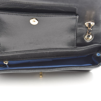 Chanel Sheepskin Quilted Small Mademoiselle Flap Black Blue 5 of 14