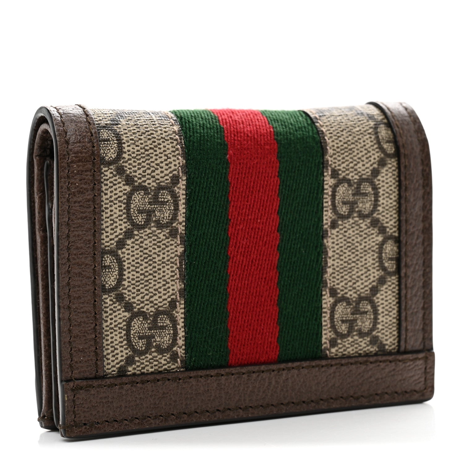 Gucci GG Supreme Monogram Web Ophidia Card Case Beige New Acero 3 of 7