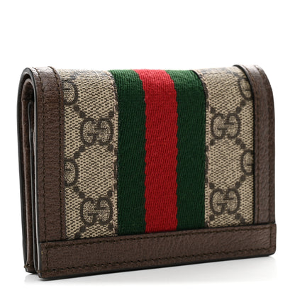 Gucci GG Supreme Monogram Web Ophidia Card Case Beige New Acero 3 of 7