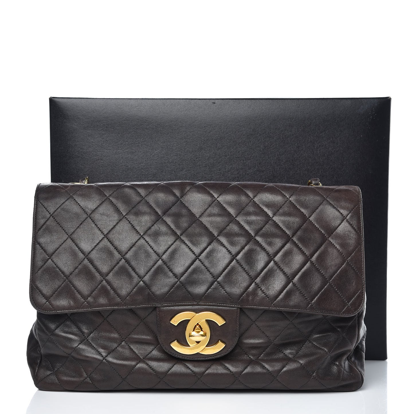 Lambskin Quilted XL Jumbo Single Flap Black