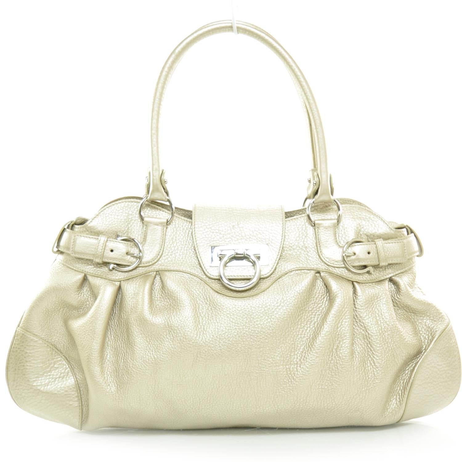 FASHIONPHILE SALVATOREFERRAGAMOLeatherMarisaMetallicGold 1 of 8