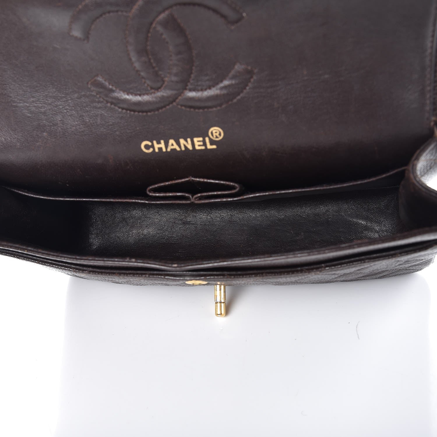 Chanel Caviar Quilted Medium Double Flap Brown 6 of 11