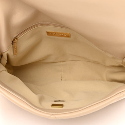 Chanel Lambskin Quilted Large Chanel 19 Flap Beige 5 of 12