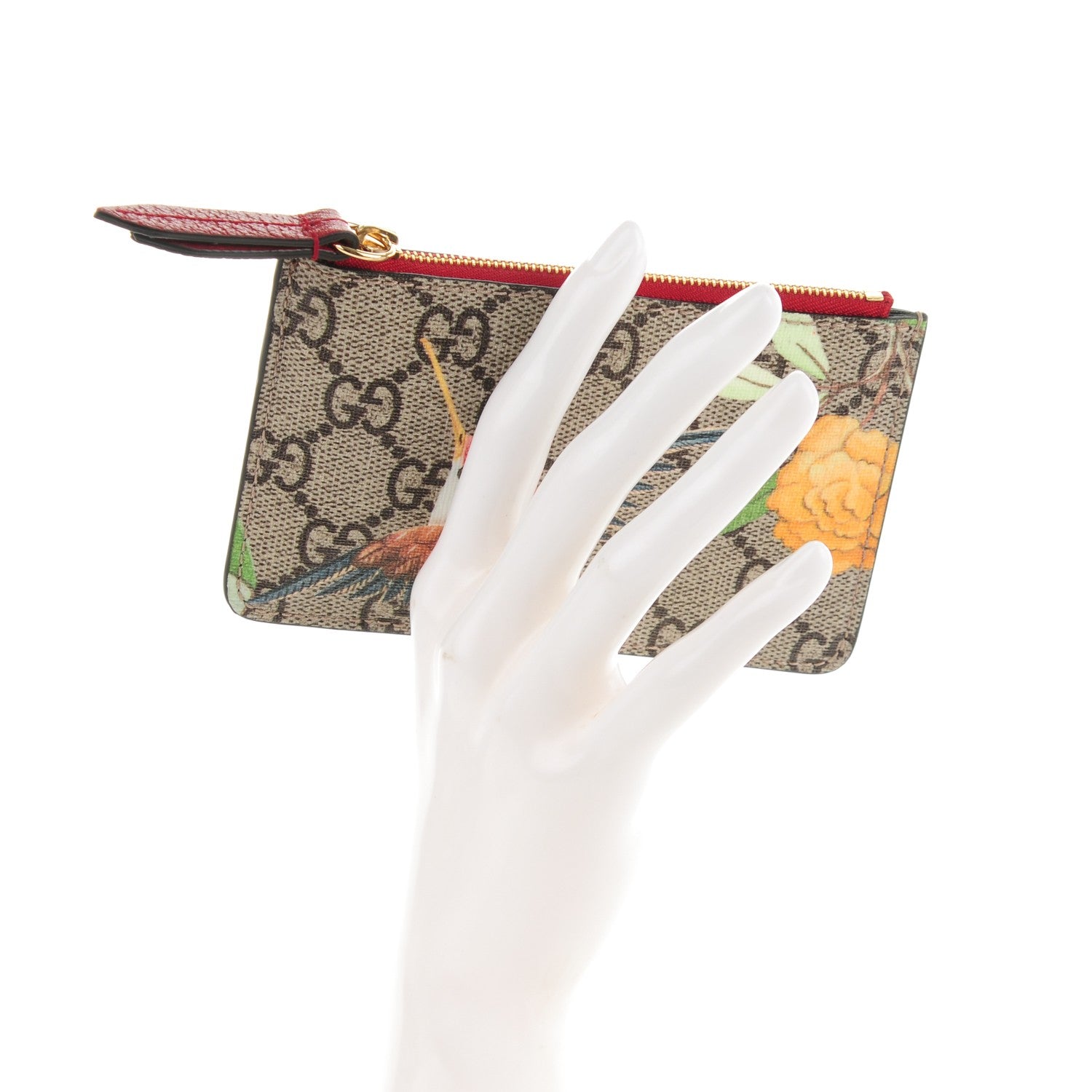 Gucci GG Supreme Monogram Tian Key Case Beige Multicolor Red 2 of 6