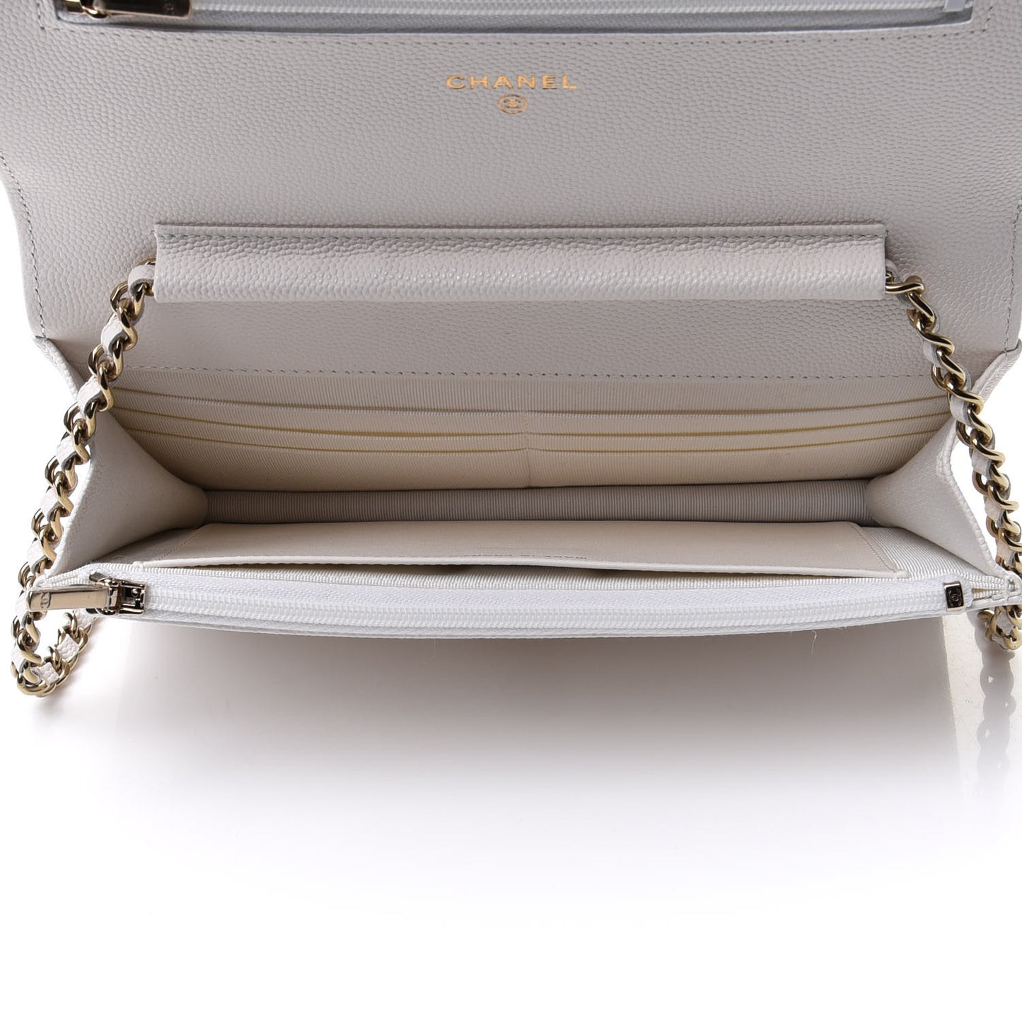 Caviar Quilted Wallet On Chain WOC White