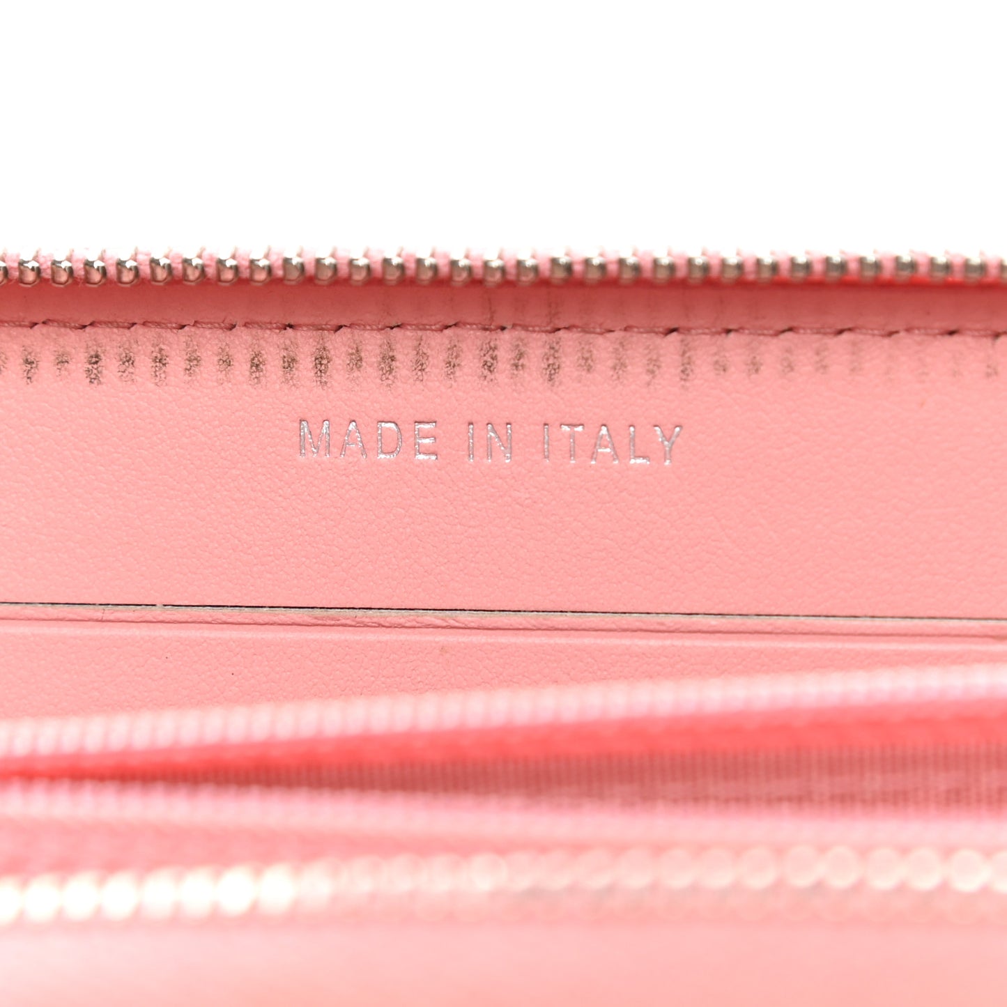Caviar Quilted Medium Stripe Filigree Zip Around Wallet Pink White