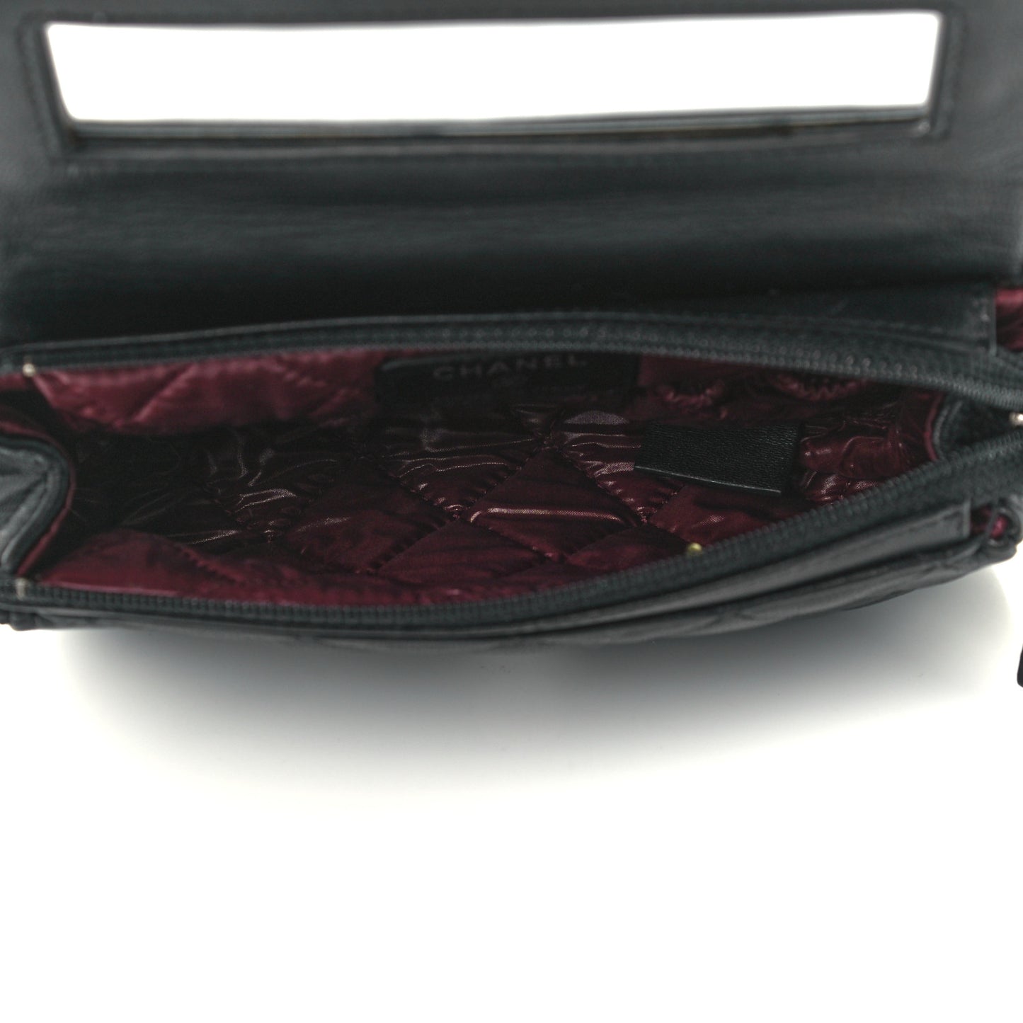 Lambskin Quilted Flap Cosmetic Case Black