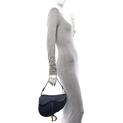 Christian Dior Grained Calfskin Saddle Bag Navy 2 of 10