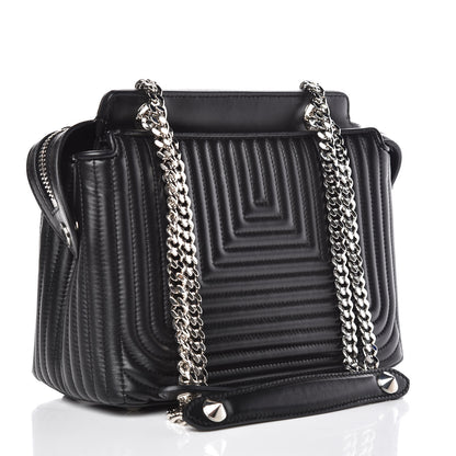 Fendi Shiny Nappa Trapuntata Small DotCom Click Chain Satchel Black 3 of 9