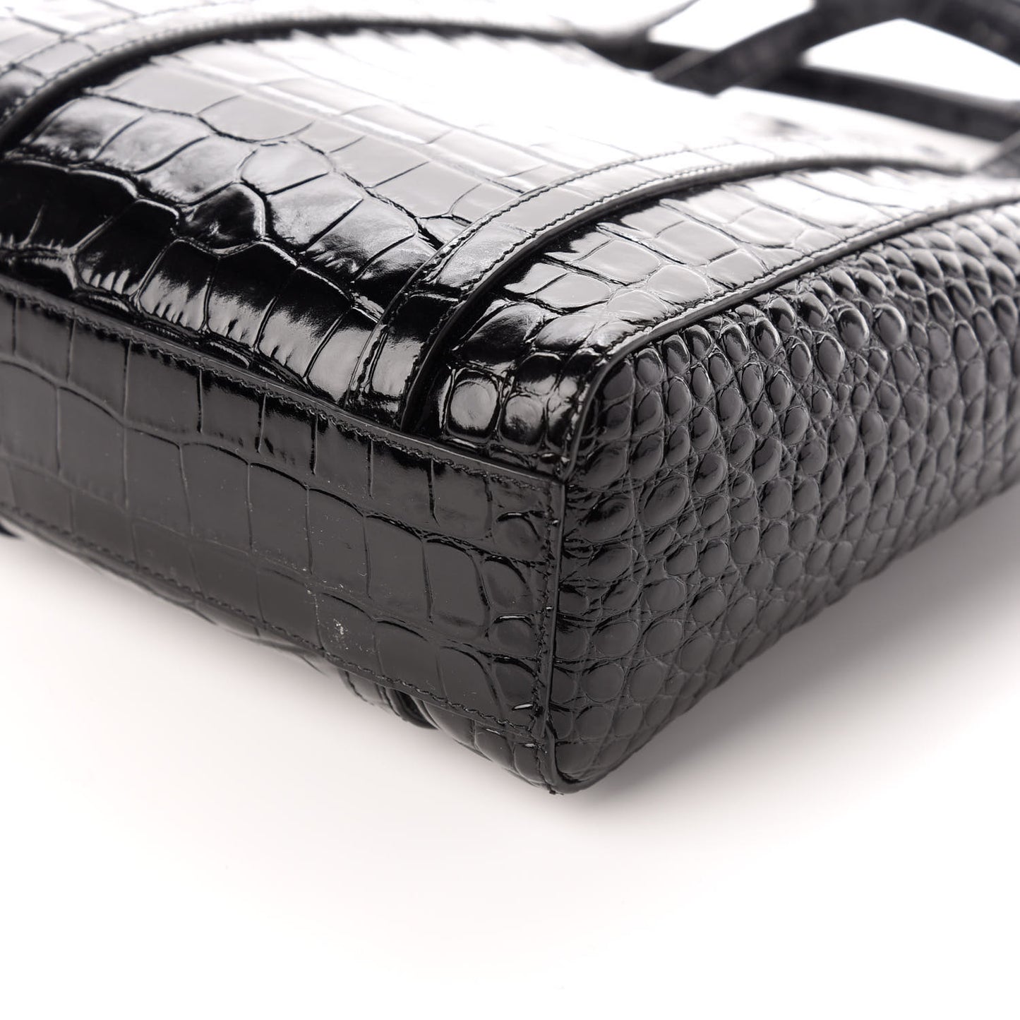 Crocodile Embossed Calfskin Small Everyday Tote Black