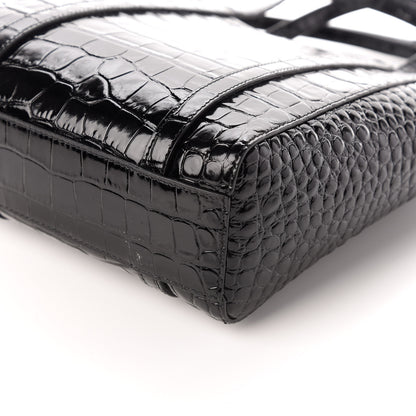 Balenciaga Crocodile Embossed Calfskin Small Everyday Tote Black 9 of 9