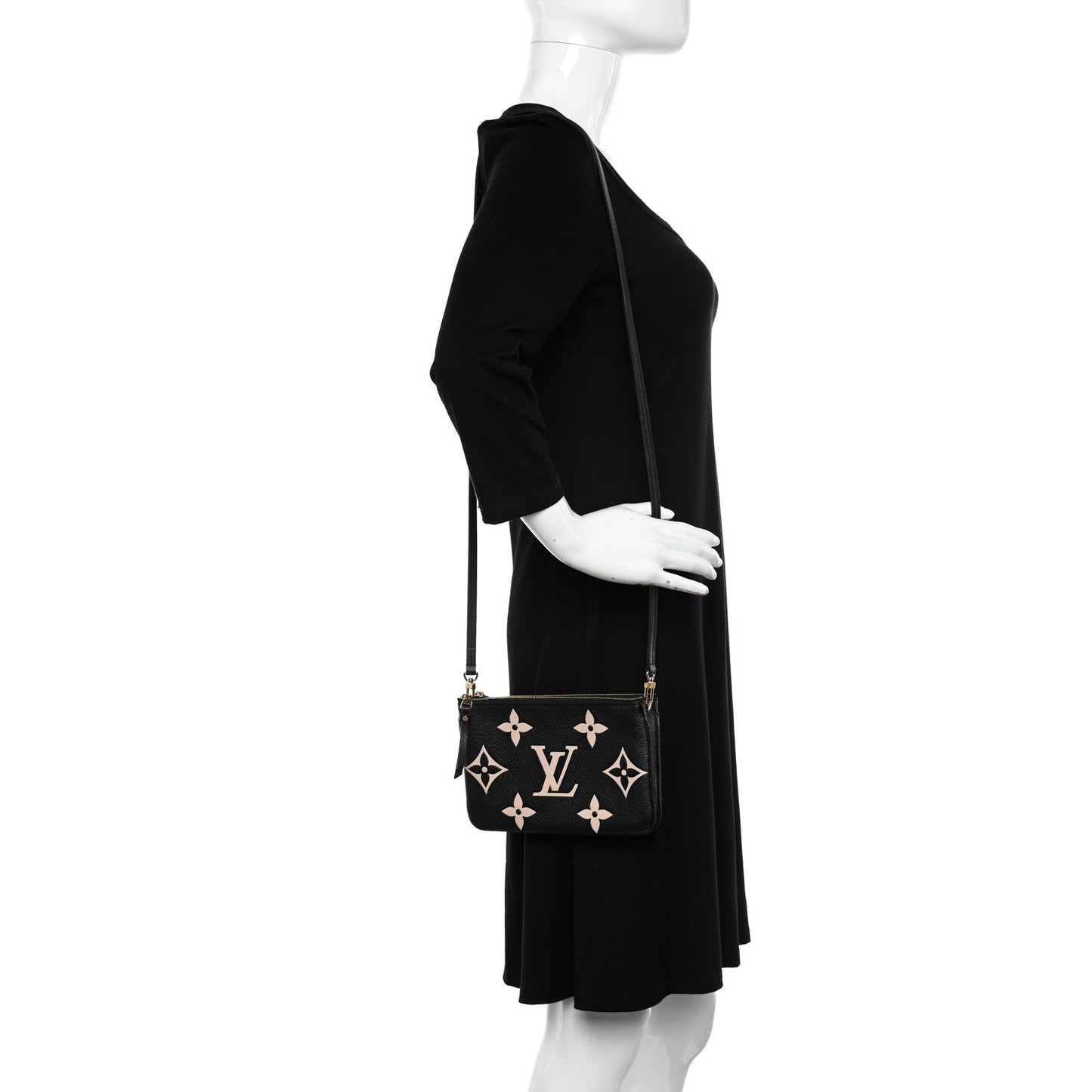 Empreinte Monogram Giant Double Zip Pochette Black Cream