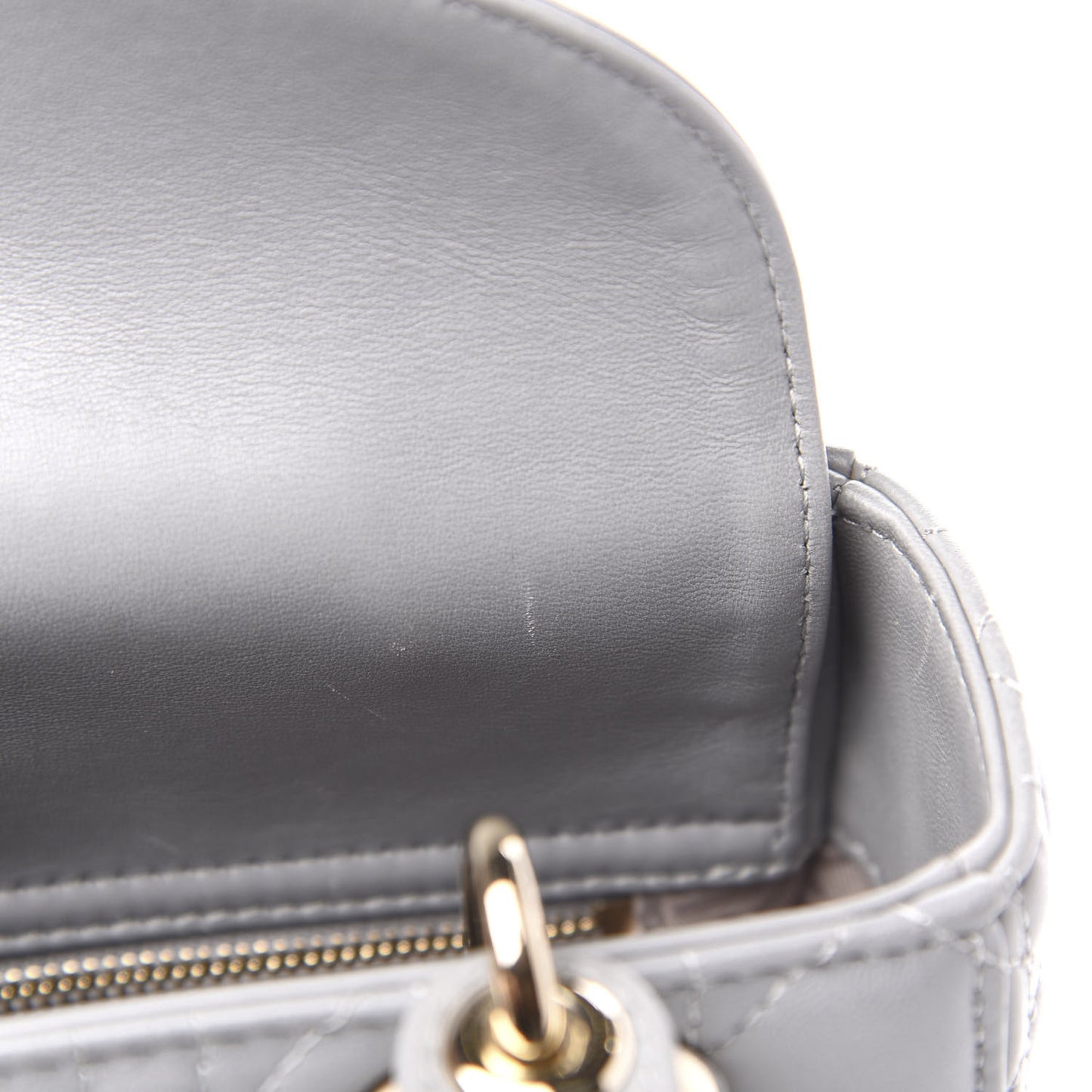 Lambskin Cannage Small Lucky Badges My Lady Dior Grey