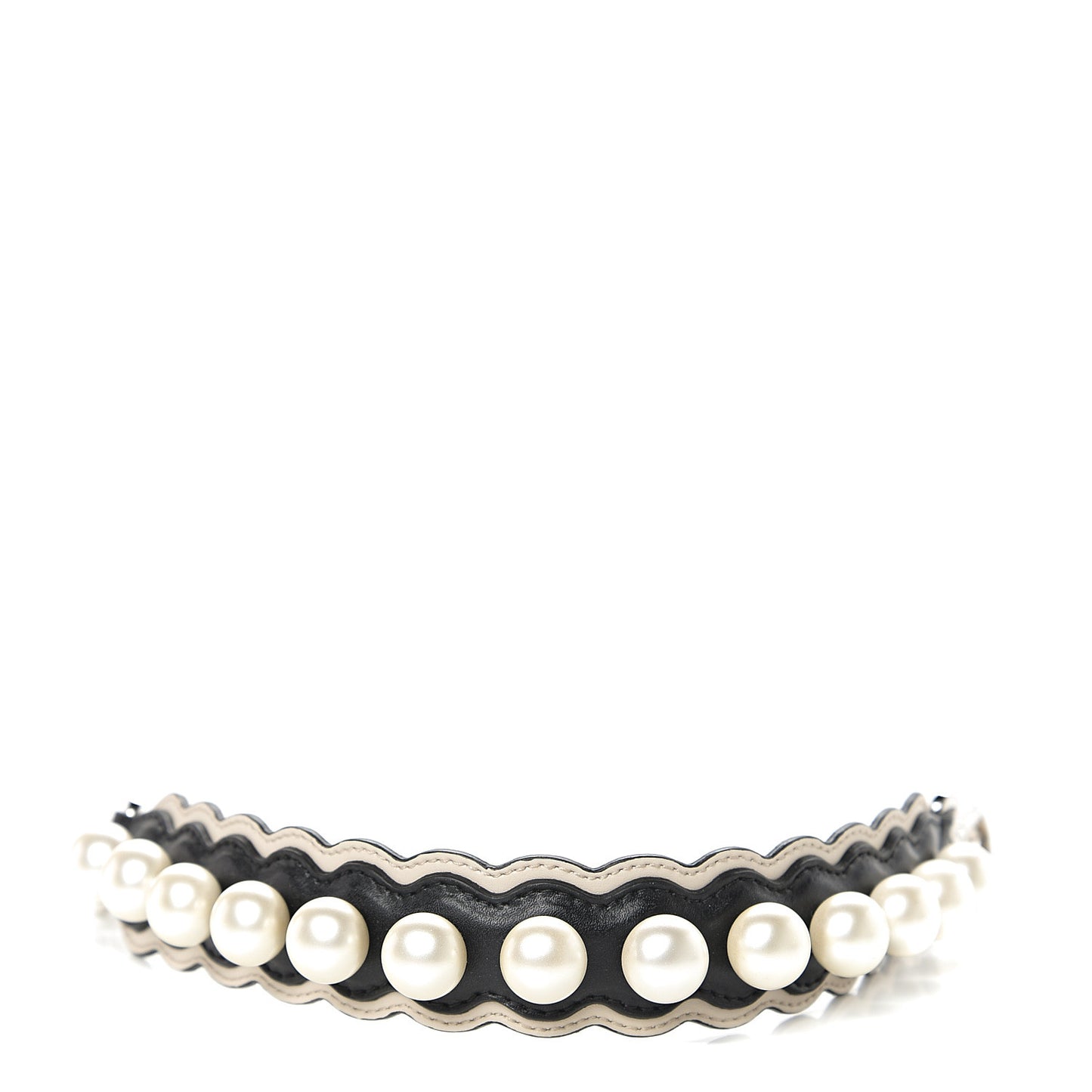 Calfskin Pearl Embellished Mini Strap You Black Camelia