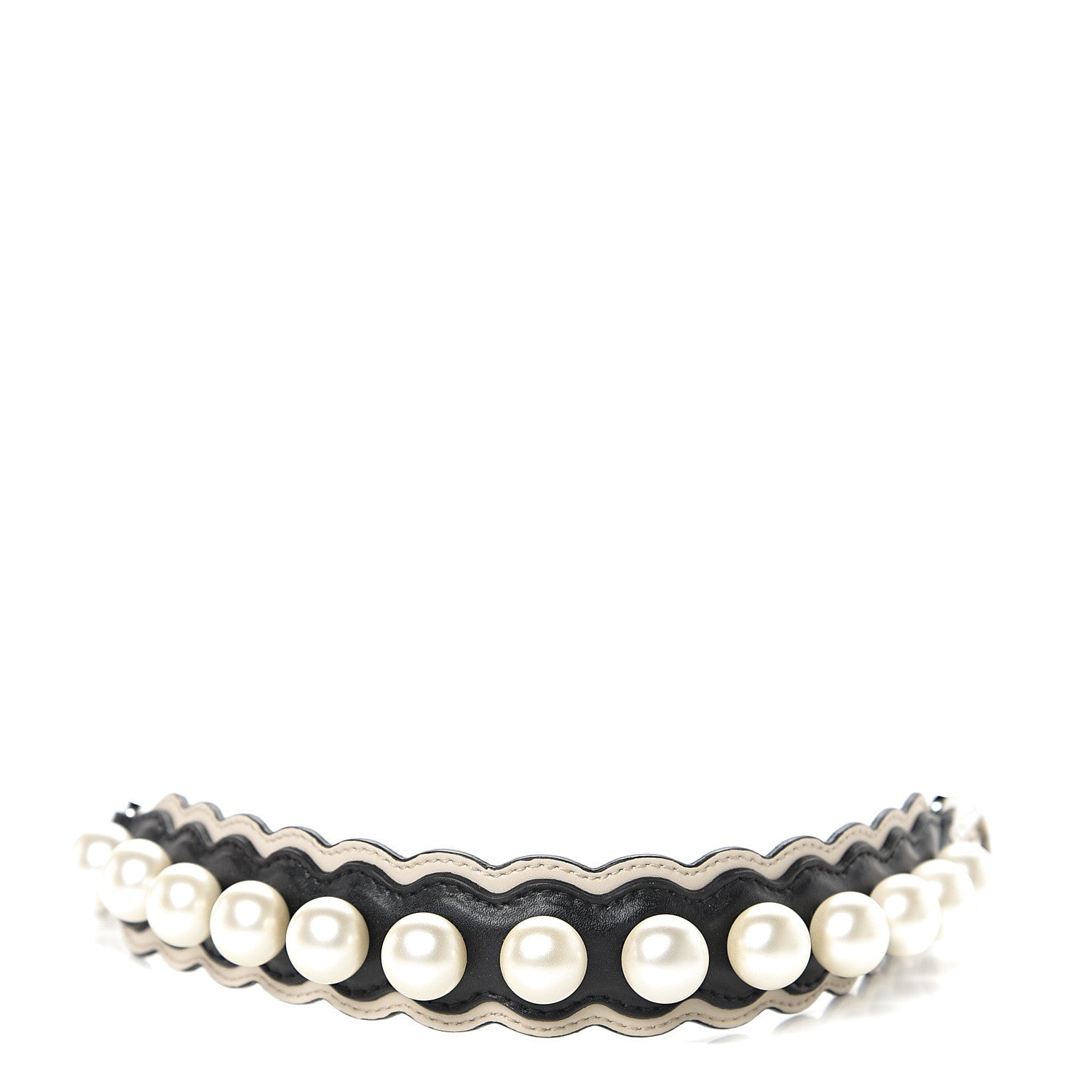 Fendi Calfskin Pearl Embellished Mini Strap You Black Camelia 1 of 4