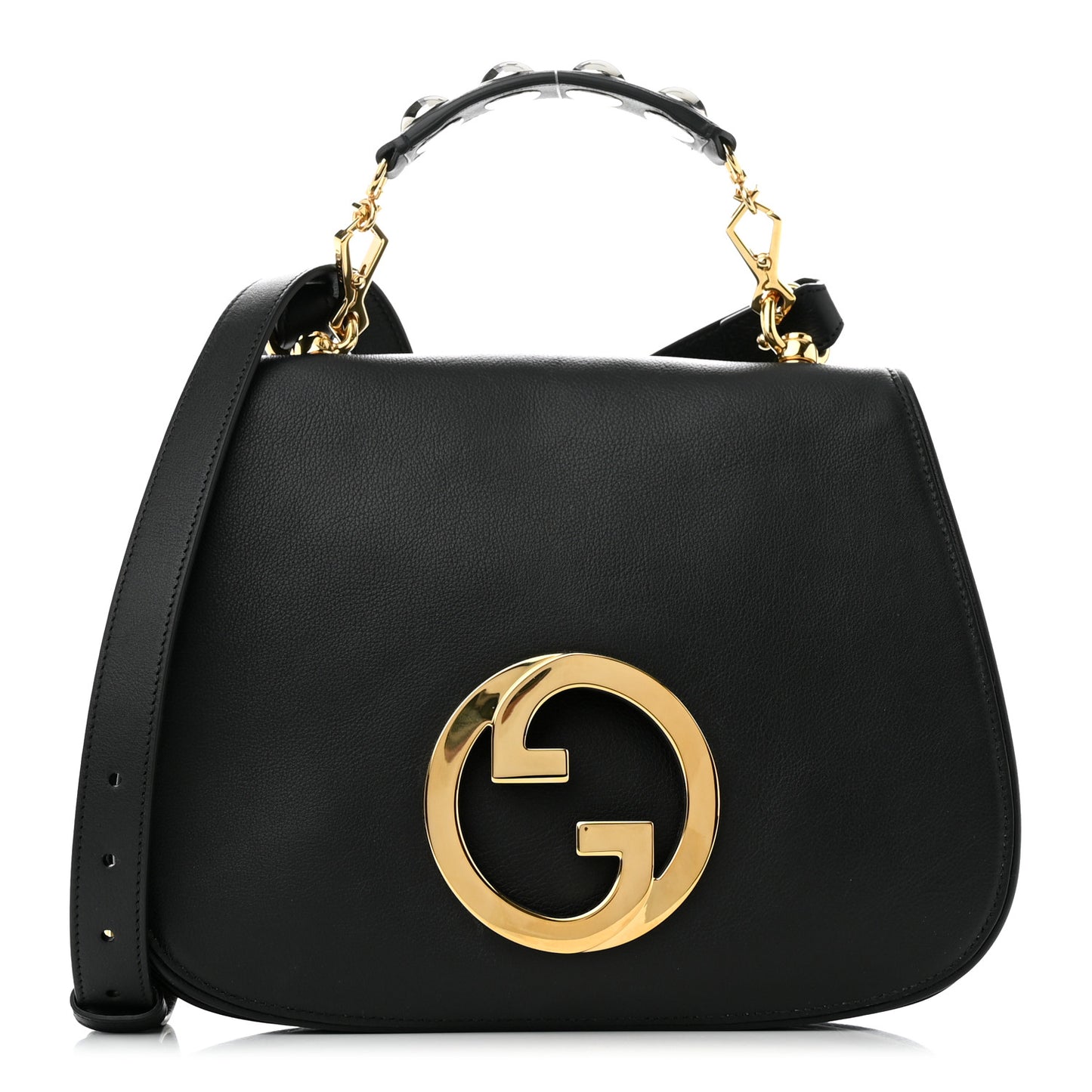 Roxy Calfskin Medium studded Blondie Shoulder Flap Bag Black