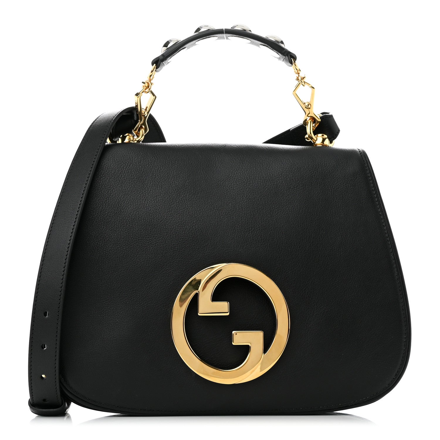 Gucci Roxy Calfskin Medium studded Blondie Shoulder Flap Bag Black 1 of 10