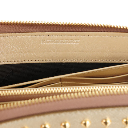 Burberry Metallic Patent Studded Zip Around Wallet Gold 6 of 7