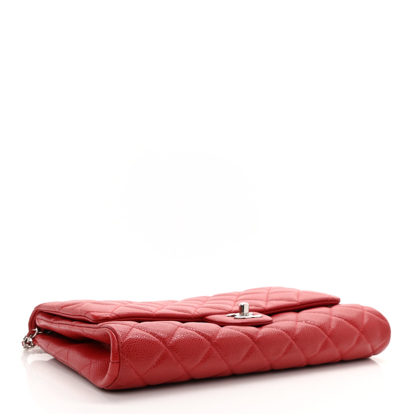 Caviar Quilted Clutch With Chain Flap Red