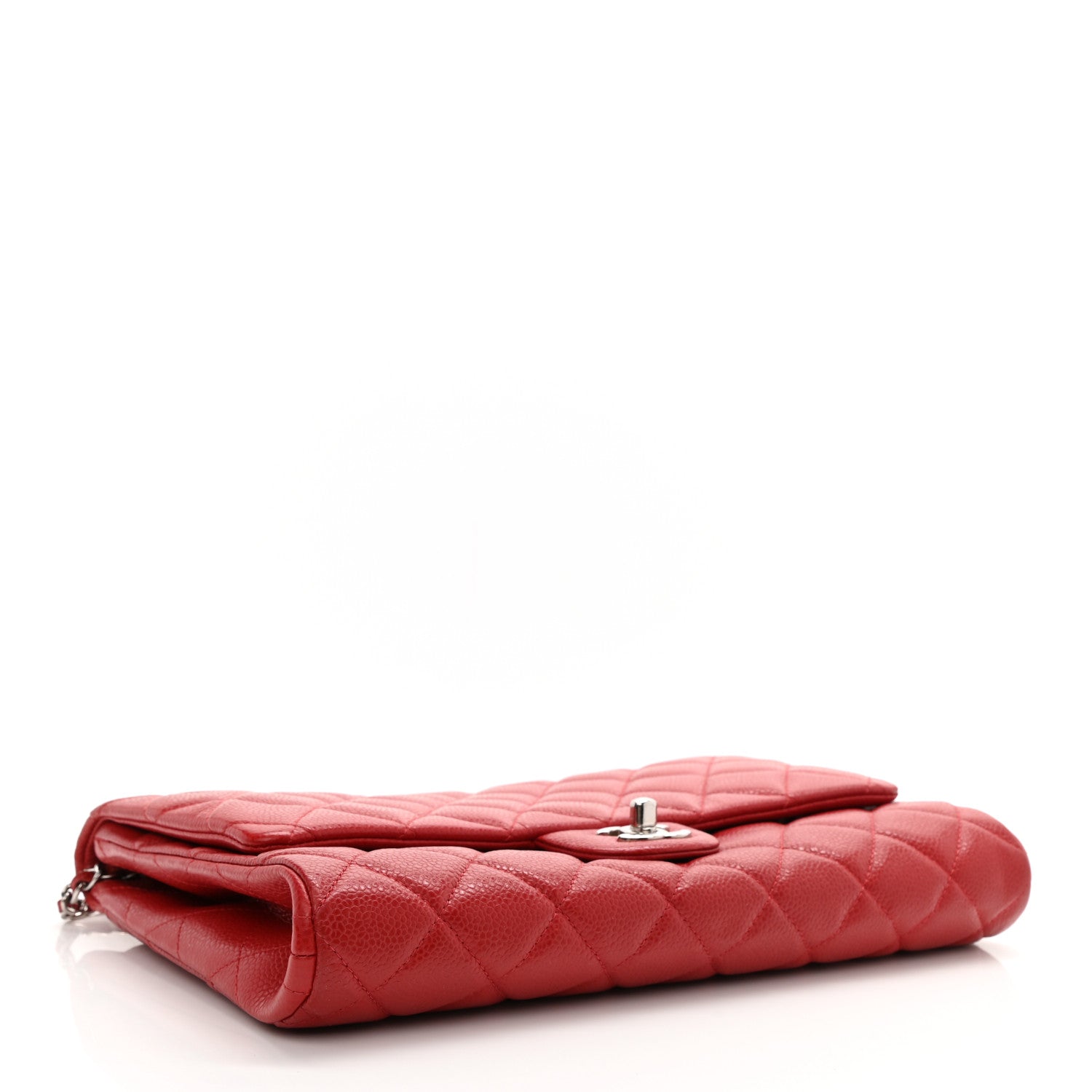 Chanel Caviar Quilted Clutch With Chain Flap Red 4 of 8