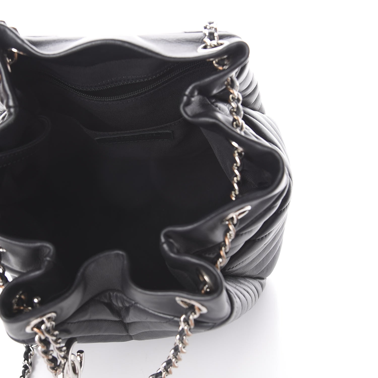Chanel Lambskin Chevron Small Urban Spirit Drawstring Bag Black 4 of 9