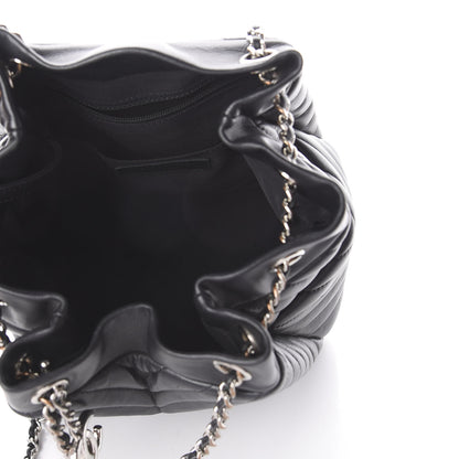 Chanel Lambskin Chevron Small Urban Spirit Drawstring Bag Black 4 of 9