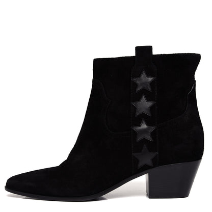 Saint Laurent Suede Rock 40 Stars Ankle Boots 35 Black 1 of 10