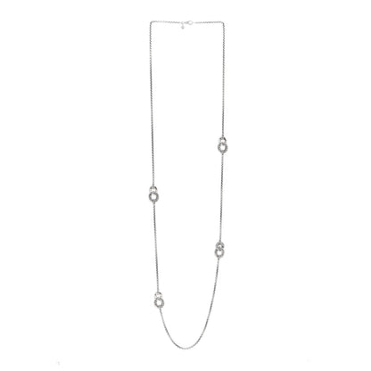 David Yurman Sterling Silver Diamond Belmont Curb Link Station Necklace 36" 3 of 4