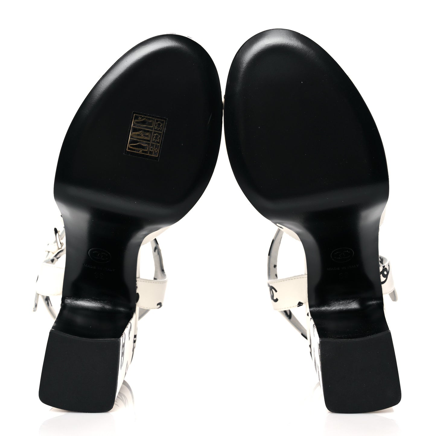 Printed Lambskin Coco Beach Platform Sandals 39 White Black