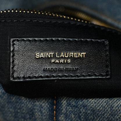 Saint Laurent Denim Quilted Small Loulou Puffer Monogram Chain Satchel Blue Cinnamon 5 of 9