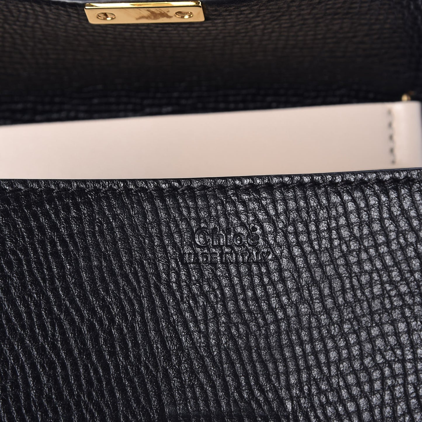 Grained Calfskin Lambskin Mini Bi-Color Drew Shoulder Bag Black Powder Beige