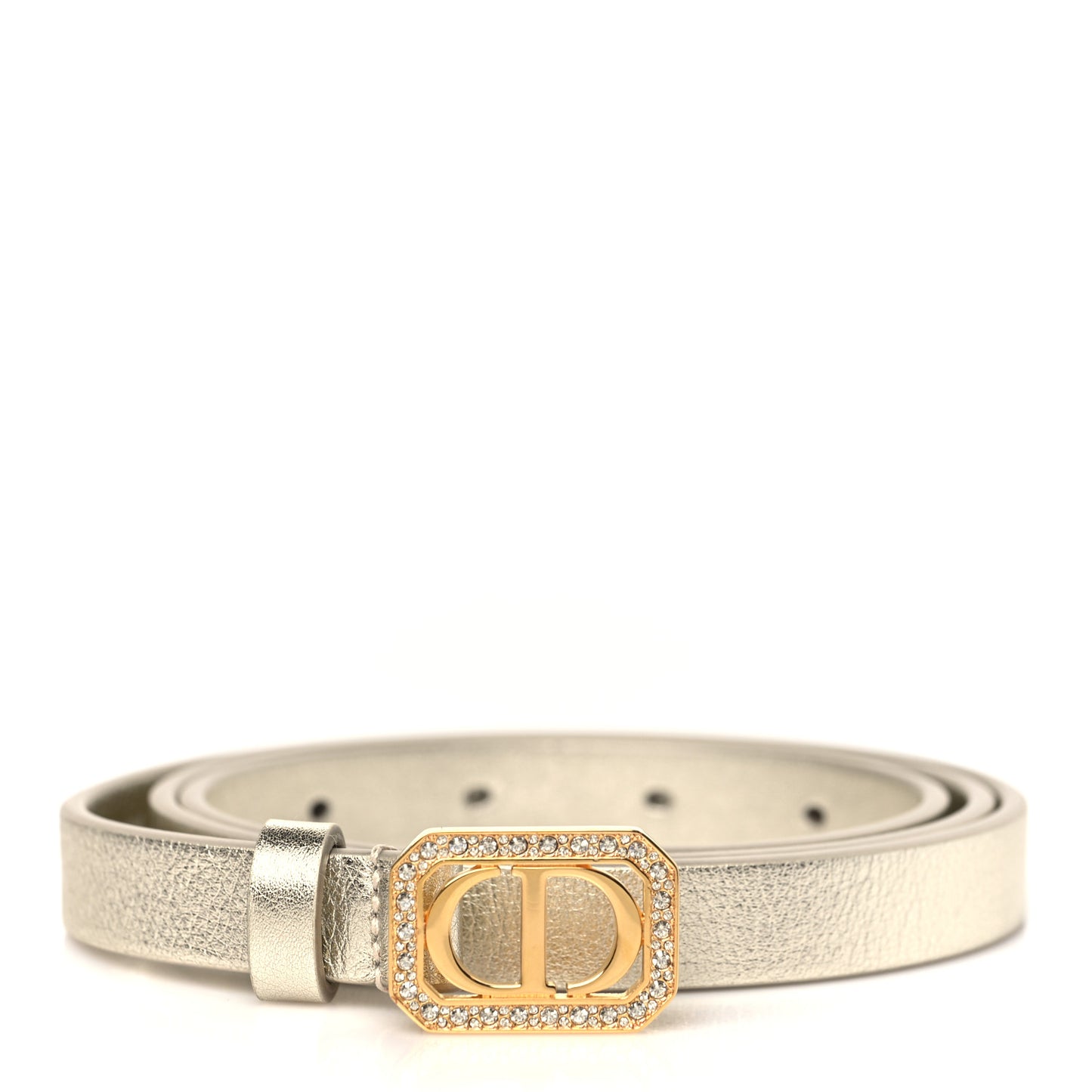 Metallic Calfskin Crystal 30 Montaigne Belt 85 34 Or Clair