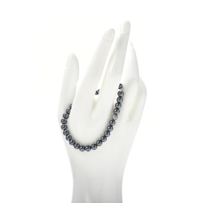 David Yurman Sterling Silver Diamond Hematite 6mm Bead Bracelet 2 of 4